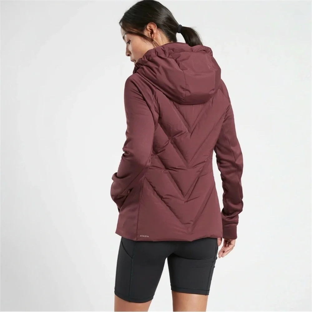 Athleta Inlet Burgundy Puffer Down Filled Jacket - Picture 2 of 13